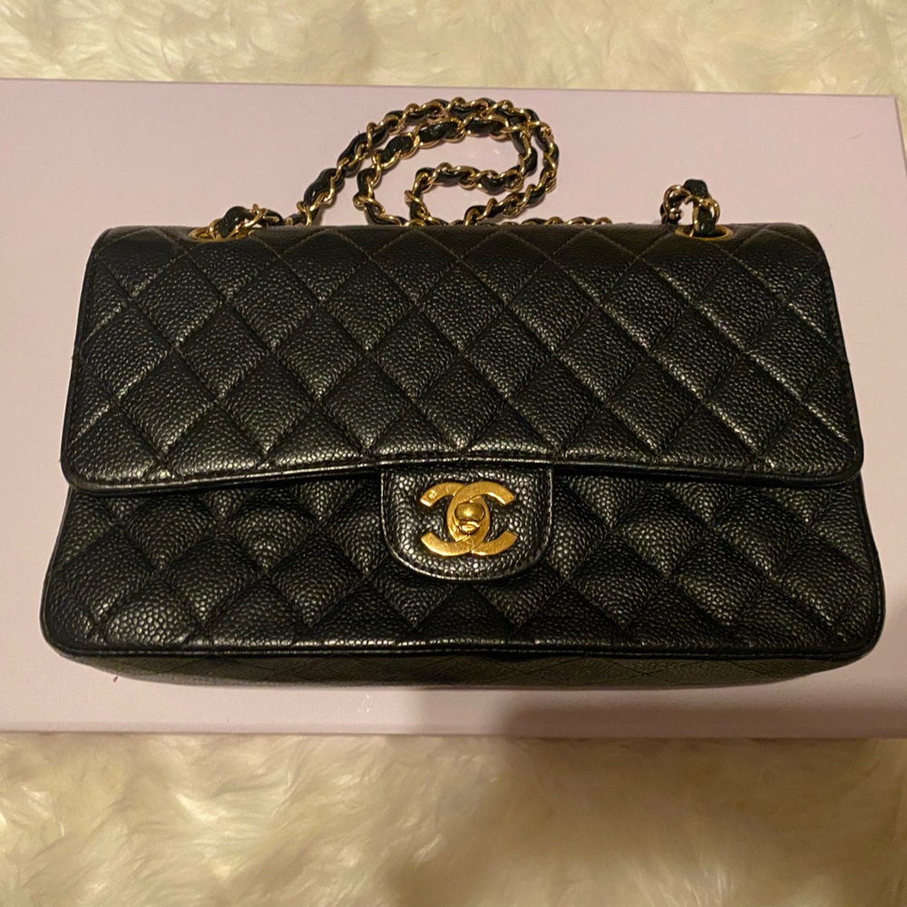 COPY - Vintage Chanel Black Caviar Flap Bag - Gold Hardware